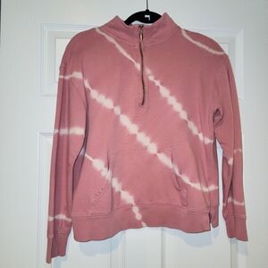 Old Navy Dusty Pink & White Tie-Dye Cropped Sweatshirt Size XS